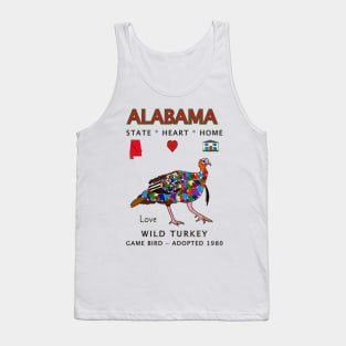 Alabama, Wild Turkey, State, Heart, Home, Love, Valentine Day Tank Top